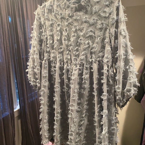 Zara textured weave light blue dress size medium - Picture 3 of 4